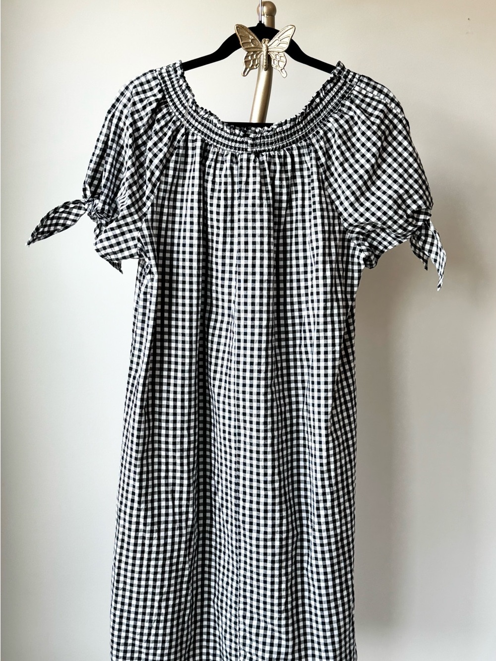 Terra & Sky Black White Gingham Midi Dress Plus Size 14W - Picture 6 of 6